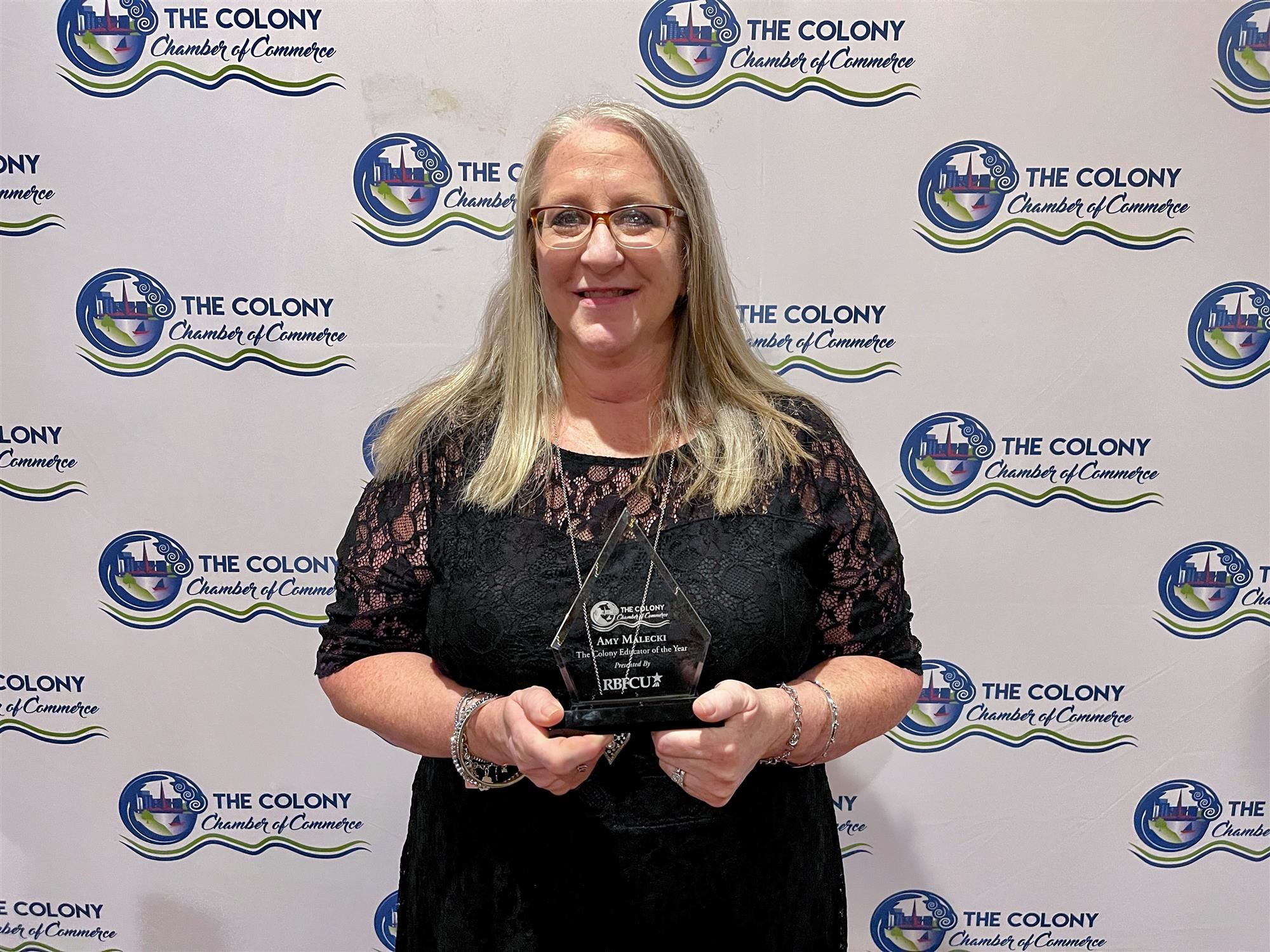 Griffin Middle School's Malecki named The Colony Chamber Educator of the Year.